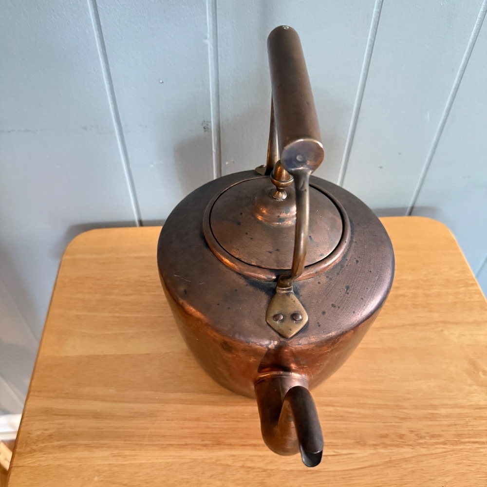 Vintage Hand Hammered Copper Tea Kettle Brass Handle Rustic Farmhouse Decor - Picture 7 of 13